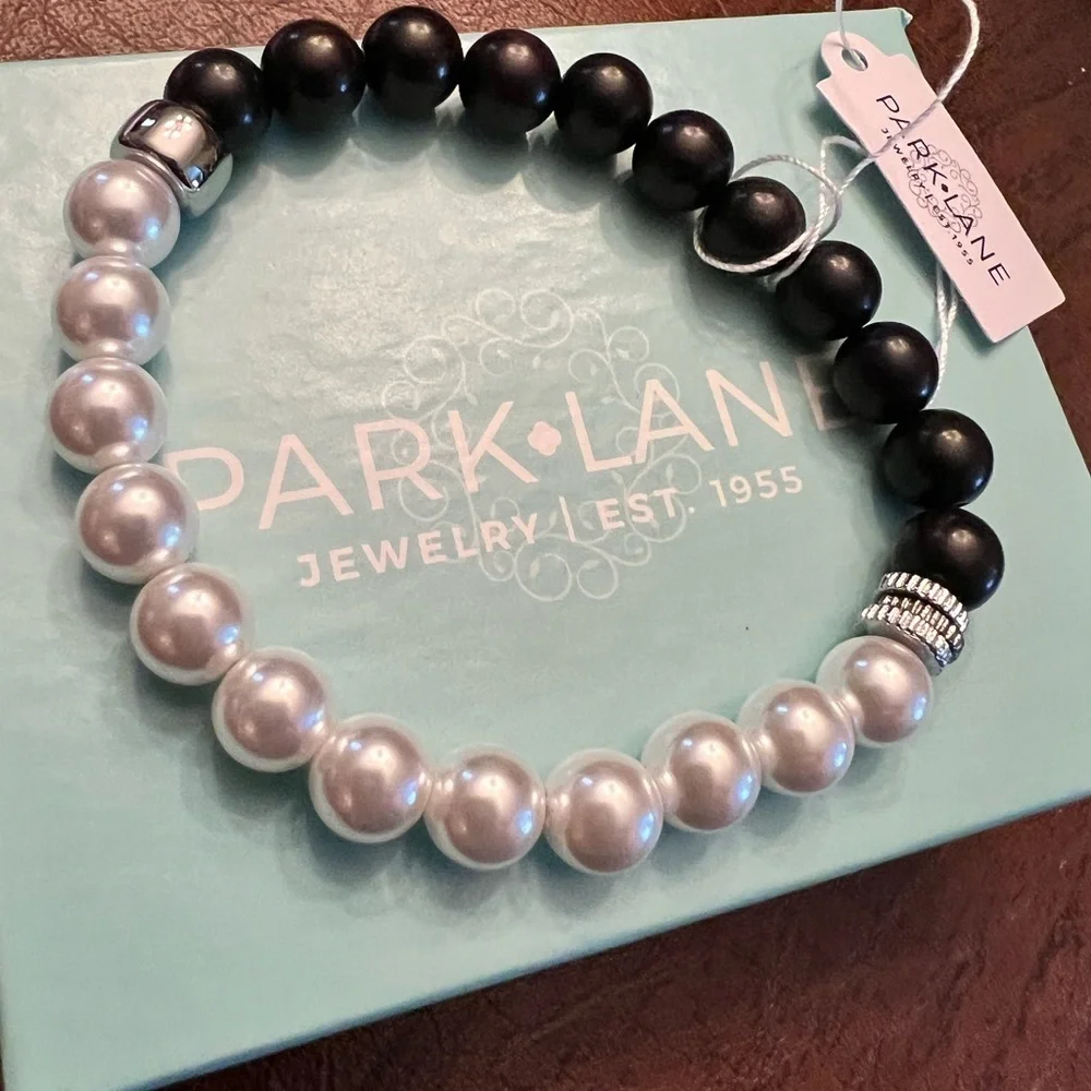 Park Lane Noir Black and White Beaded Bracelet | New